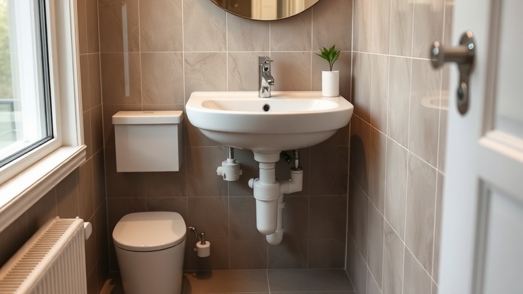 Montage der Abwasserleitungen und Druckleitung einer Kleinhebeanlage an der Wand