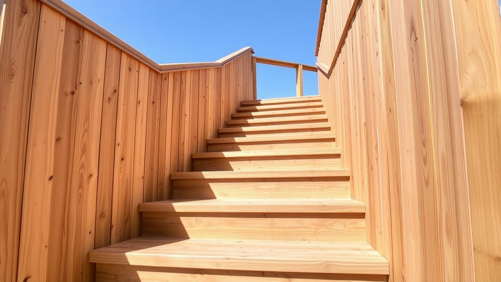 Holzgeländer mit Handlauf an einer Holztreppe